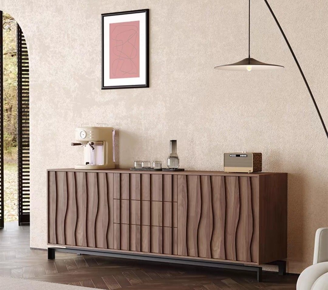 Solid pine wood sideboard (Category: Other Home Furniture) located in Singapore. Submitted by cosysky (Listing ID 1298033858, Image 1). Description: brand new, good quality bought the wrong size upper left corner slight defect due to delivery but doesn't affect usage.