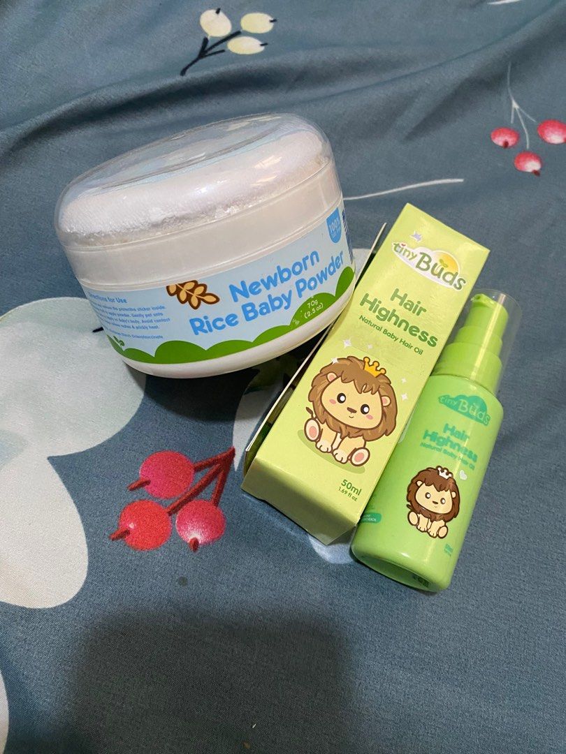 tiny buds hair highness (Category: Baby Toiletries & Grooming) located in Quezon City. Submitted by loveeedbyrl (Listing ID 1298066729, Image 1). Description: tiny buds hair highness 1 sealed 1 used mga 80% yung isa 200 take all! tiny buds nb rice baby powder 1 damp lang kay baby pero di nya hiyang 100.