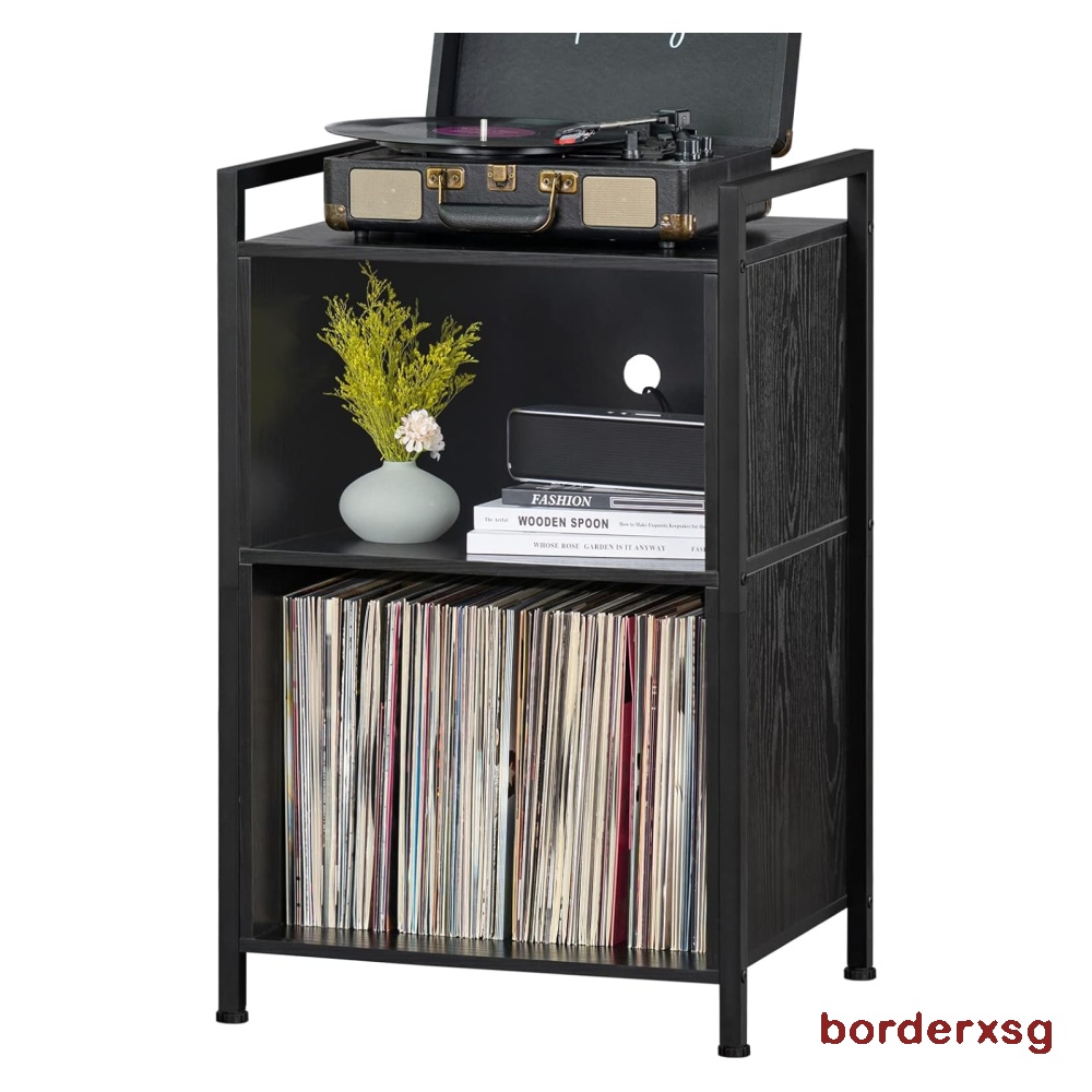 YAHARBO Turntable Stand, Record Player Stand, 3-Shelf Black Vinyl ...