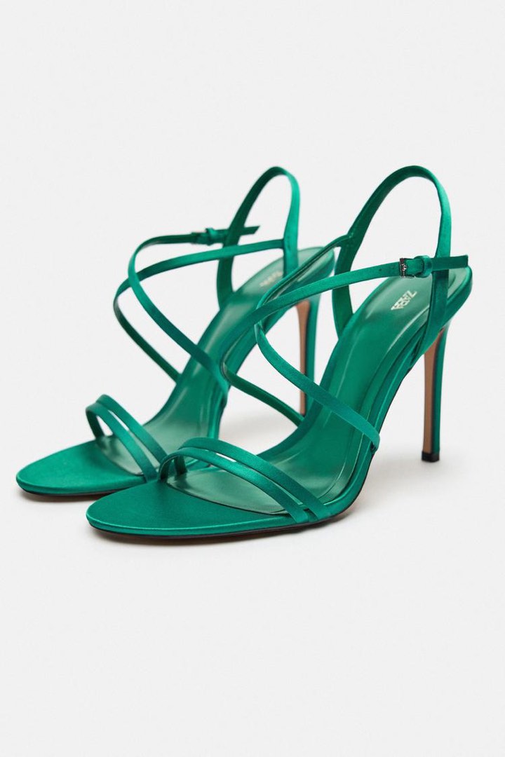 emerald green satin heels