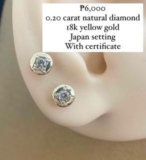 18k 0.20 Carat Natural Diamond Round Stud Earrings with certificate