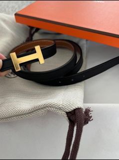 Authentic Hermes Black & Gold Reversible Belt