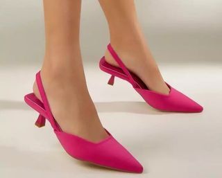 Barbie pink Velvet Mule Kitten 1inch heel