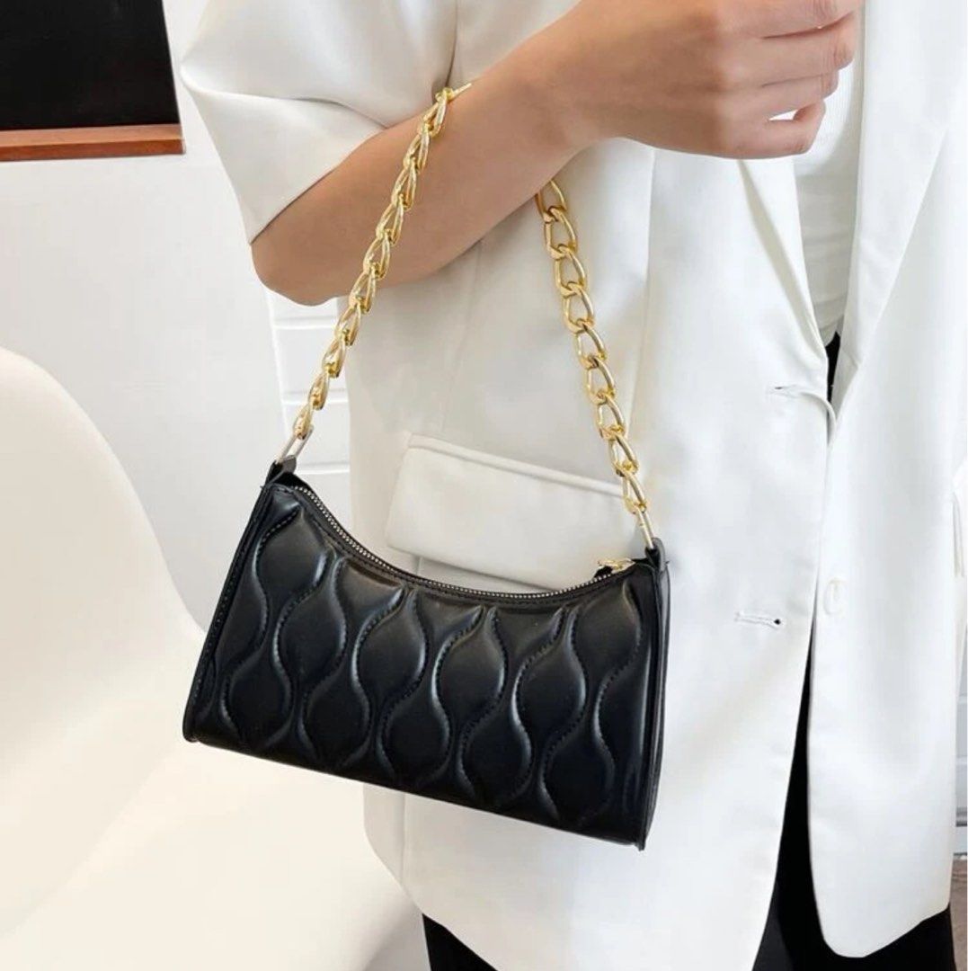 Black Baguette Chain Bag, Women's Fashion, Bags Wallets