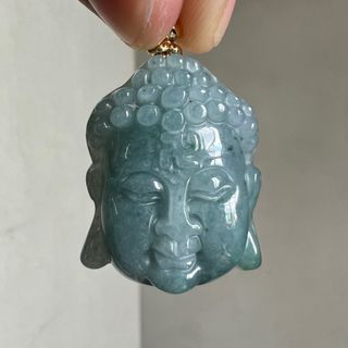 Blue Water Jade Buddha Head Pendant