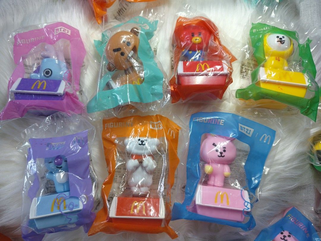 BTS / BT21 Mcdo Complete Set (Category: K-Wave Merchandise) located in Naga. Submitted by hampiggy (Listing ID 1234087125, Image 1). Description: Complete 7 BT21 McDonald's Limited Edition Toys per piece @ Php 200.00 each #kpop #bts.