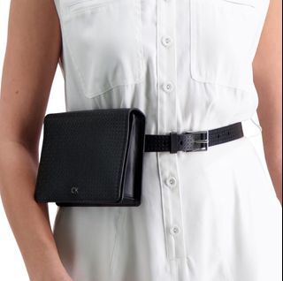 Calvin Klein CK Women’s 3-way Embossed Black Monogram Belt Bag / Belt / Clutch
