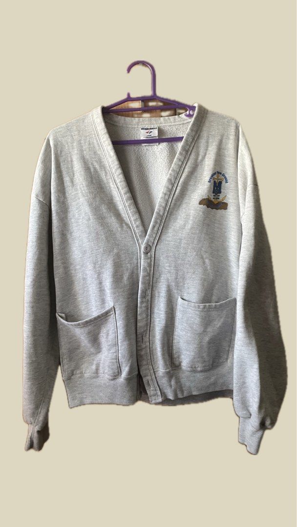 Cardigan (heather grey vintage Jerzees tag) (Category: Coats, Jackets and Outerwear) located in Santa Rosa. Submitted by thatbrokeboy (Listing ID 1298183897, Image 3). Description: L - 26/27 W - 22/23 Vintage Jerzees Cardigan. No noticeable flaws. All buttons attached.