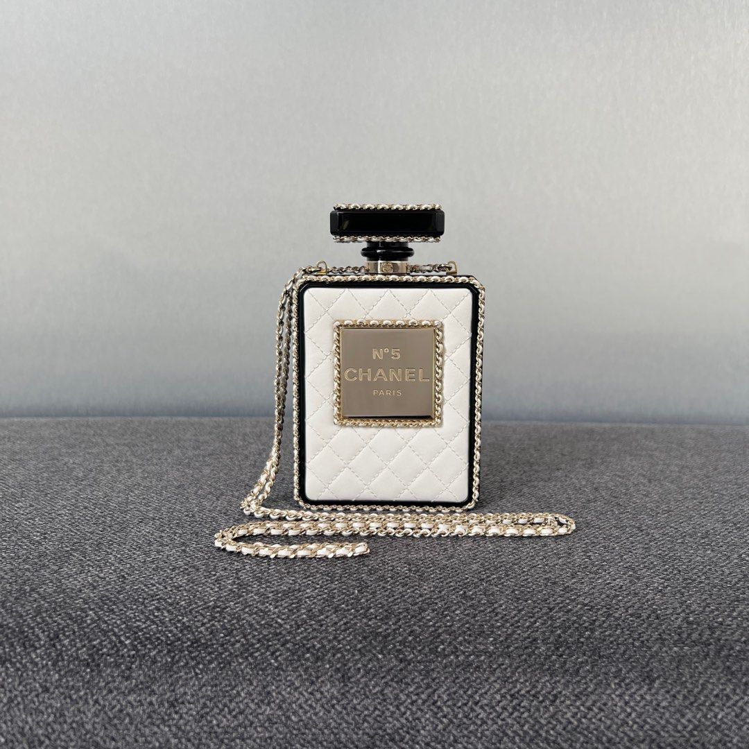 Chanel Perfume Bottle Minaudiere Lambskin Plexiglass White Lghw Luxury Bags Wallets on Carousell