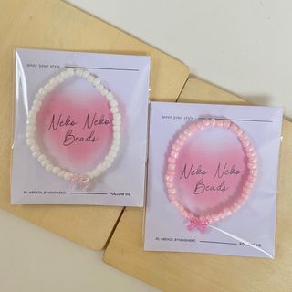 Coquette Beaded Bead Bracelet Jewelry Pink White