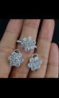 diamond ring earring FASTBREAK 11.0grams 18k gold 10.50ct dia .50ct each GIA