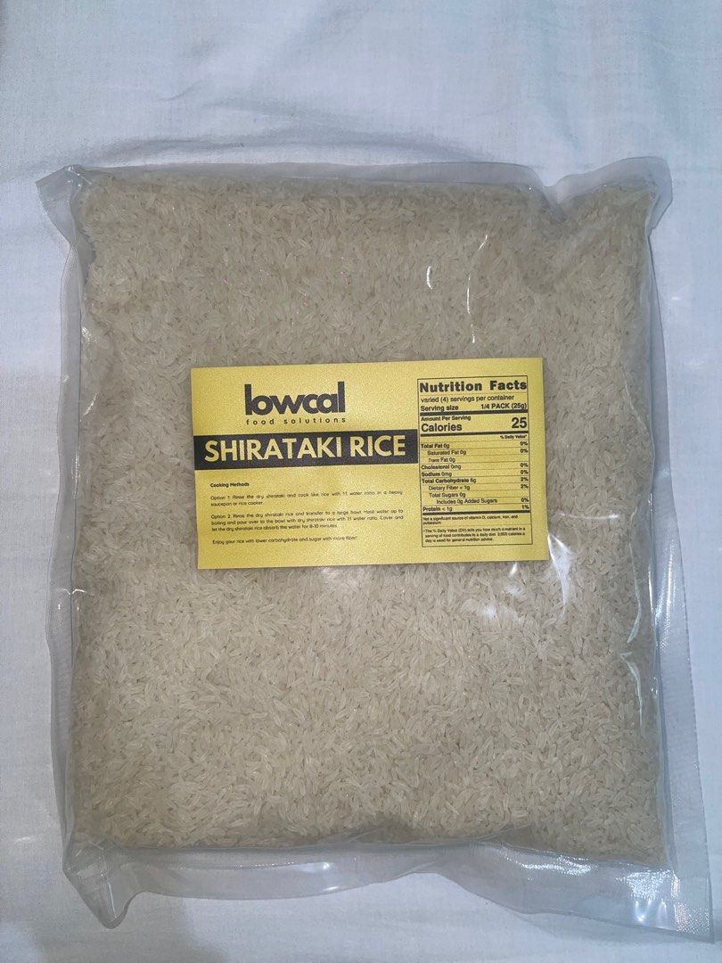 Dry Shirataki Rice (1kg) (Category: Rice & Noodles) located in Quezon City. Submitted by findingfashion (Listing ID 1298201865, Image 1). Description: Perfect rice and noodles substitute with less the carbohydrates, sugar, and calories. Expands in weight after cooking, thus making you full for a longer period of time. HOW TO COOK: - Cook in simmering hot water for 5-10 minutes - Drain and enjoy with your favorite recipe Ingredients: Konjac Flour,