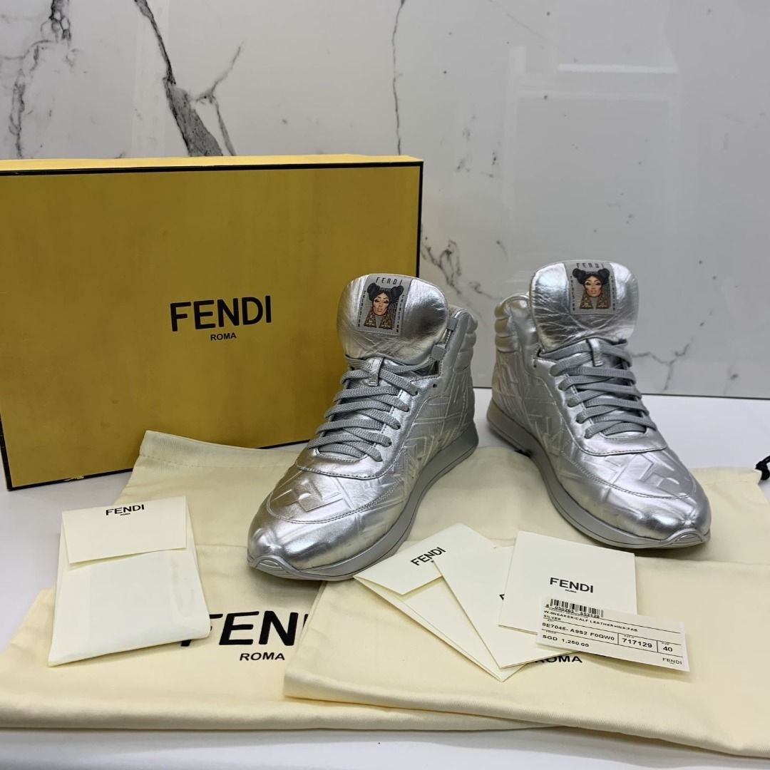 Fendi silver sneakers discount