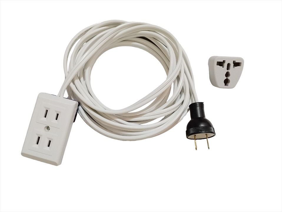FLAT CORD EXTENSION #16-AWG 220V HEAVY DUTY, 2-GANG US TYPE with ...