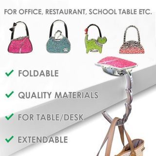 Folding Purse Handbag Holder Strong Hook Table Hanger Metal Portable Girls Gift