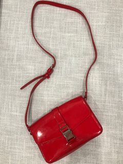 FOREVER21 Cherry Red Crossbody Silver Buckle Bag with Adjustable Straps | Street Style/Diesel Vibes