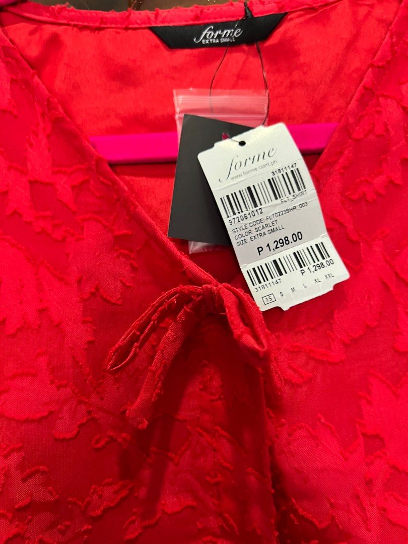 Forme Red Top (Category: Blouses) located in Pagadian. Submitted by kcmph (Listing ID 1298133868, Image 3). Description: Brandnew with tag store bought Size XS fit XS to Small Plus shipping fee.
