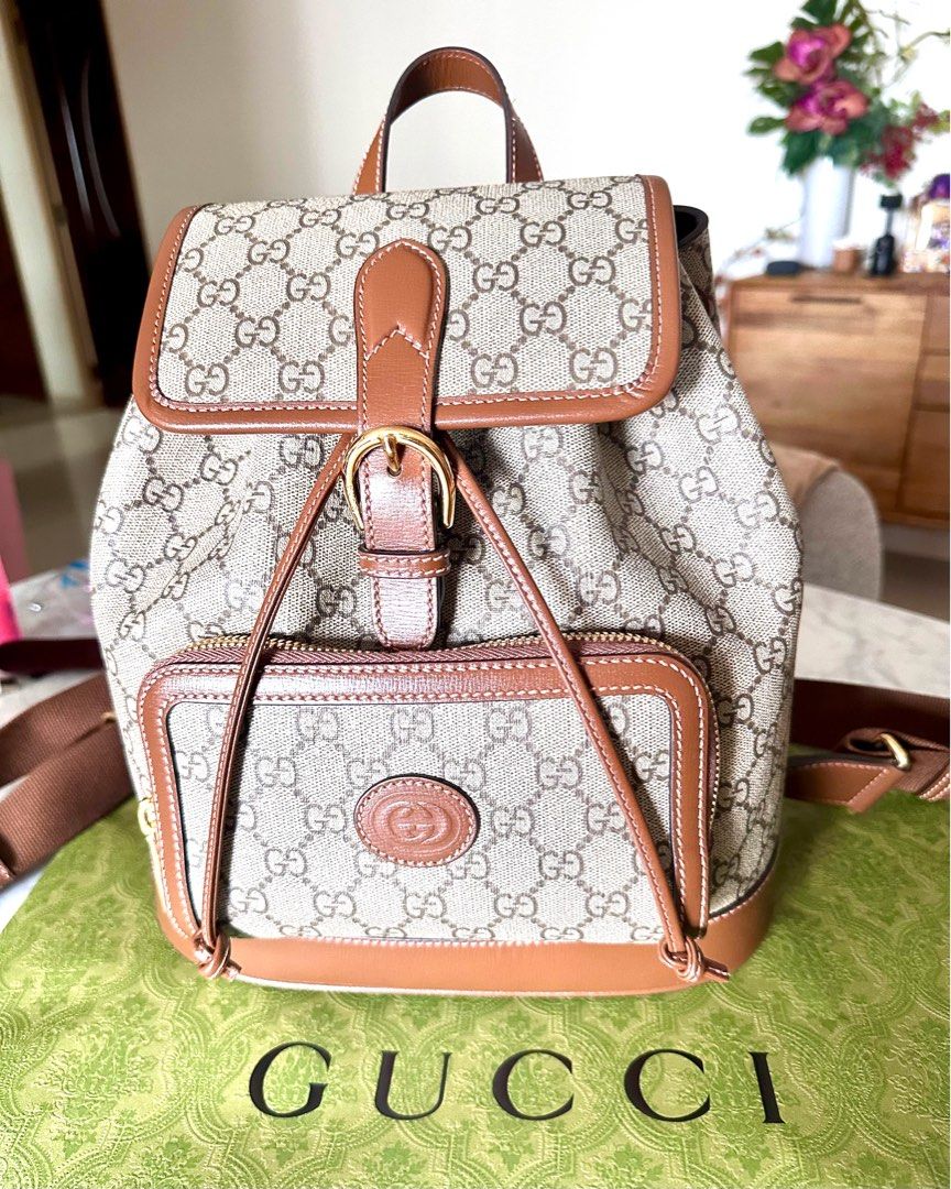 GUCCI Backpack with Interlocking G Women s Fashion Bags Wallets Backpacks on Carousell