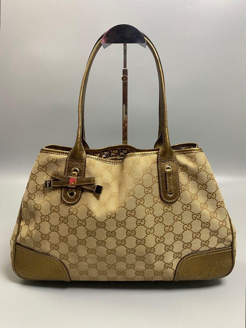 Gucci GG Canvas Princy Tote Bag Beige Gold Luxury Bags Wallets on Carousell