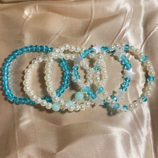 Handmade Blue Bracelet Set Beads