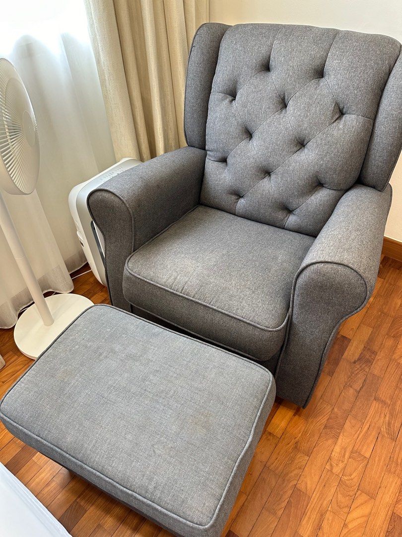 Swivel Rocking Chair and IKEA STRANDMON Footstool Furniture Home Living Furniture Chairs on Carousell