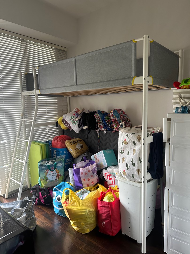 引き取りのみIKEA VITVALヴィトヴァル ロフトベッドフレーム デスク付き VITVAL ヴィトヴァル ロフトベッドフレーム デスクトップ付き