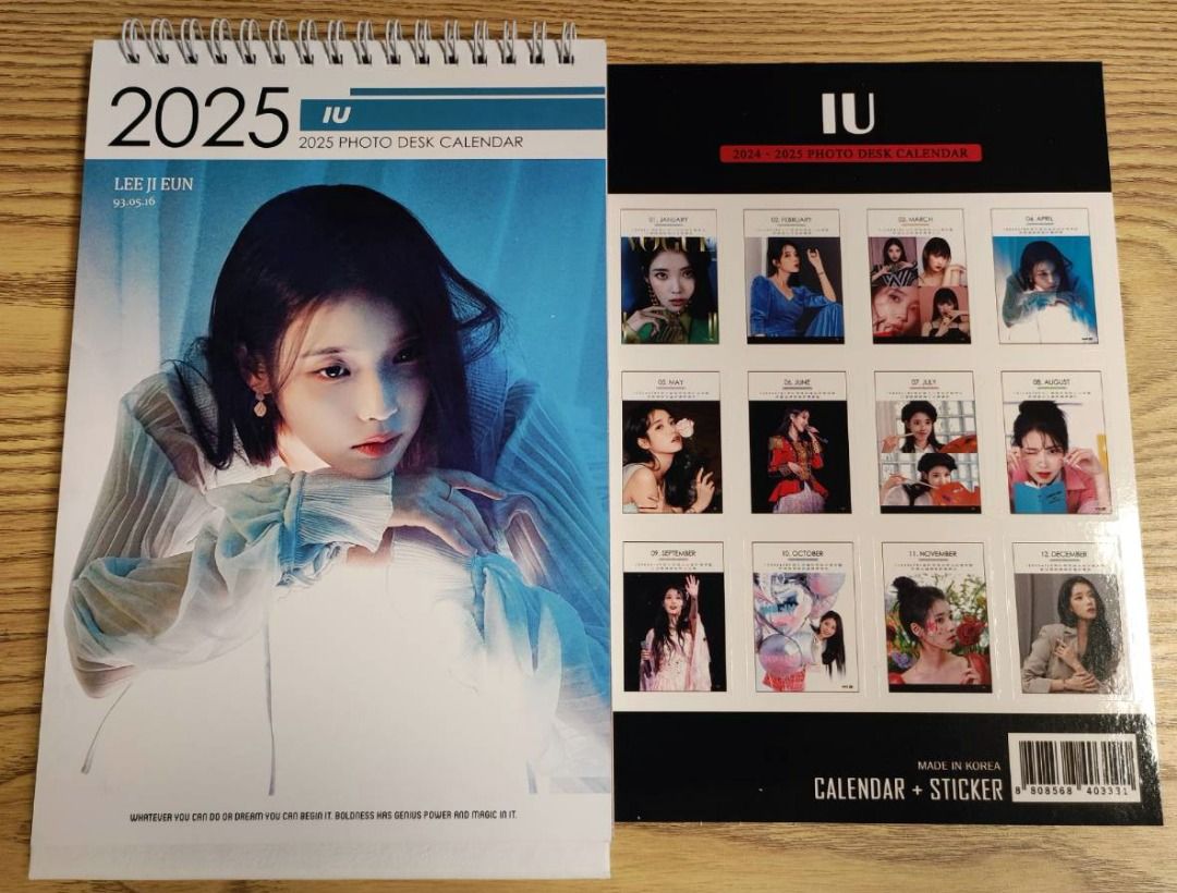 IU Lee Ji Eun Kalender Meja Foto 2025+ Stiker 2025 Photo Desk Calendar+