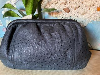 Japan sourced ostrich leather clutch