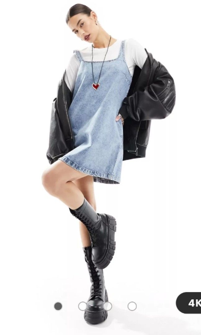 monki denim pinafore dress Monki denim pinafore dress , Adjustable strap