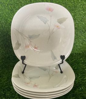 Mikasa Natural Beauty CT002 Gardenside Lily Flower Oven to Table to Dishwasher Safe Microwave Oven Serving Square Dinner Salad Plate 8.25” x 1.5” inches, 5pcs available - P250.00 each