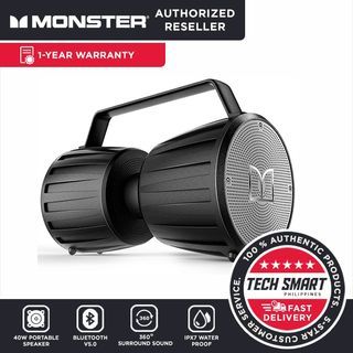 Monster Adventurer Force 40W Bluetooth Speaker, 40H Playtime, IPX7 Waterproof, with Microphone Input,  Wireless Party Speakers