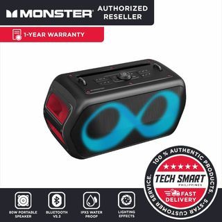Monster MusicBox Go Portable Bluetooth Speaker with 2 Microphones, LED Lights, IPX5 Water Resistant,  Wireless Party Speakers
