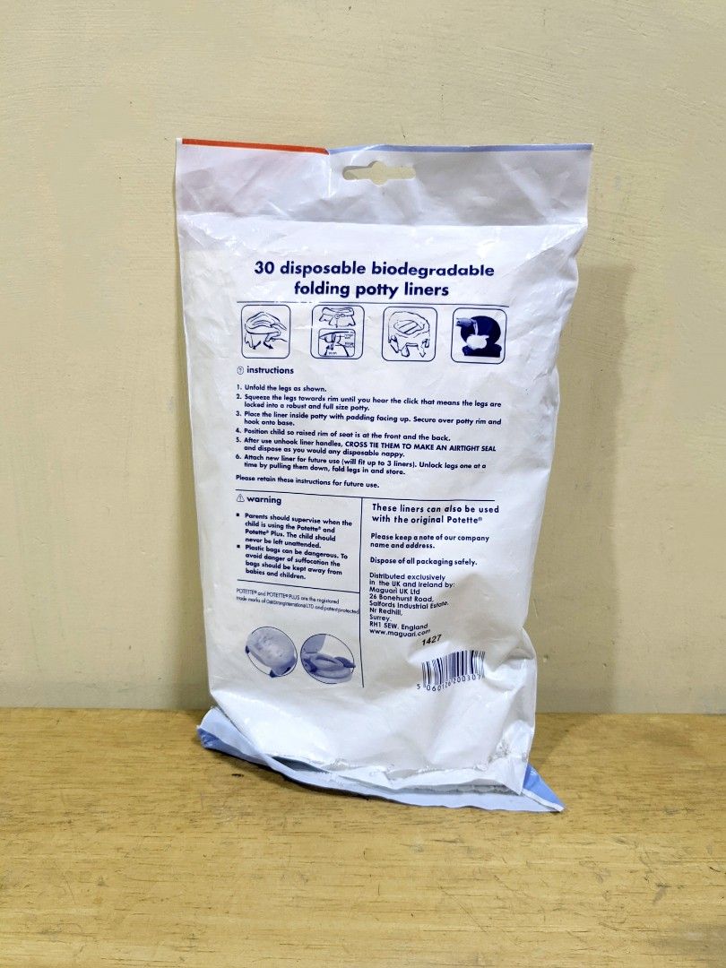 Mothercare Potette Plus Disposable Liners (Category: Toilet Training) located in Manila. Submitted by little_ek_house (Listing ID 1298190869, Image 3). Description: Mothercare Potette Plus Disposable Liners UK imported Surplus packaging looks old ✅leak-proof, super-absorbent liners for your Potette foldway travel potty (available separately). ✅leak-proof and super-absorbent; ✅fragranced 📍Location: Manila ⭐ No Physical Store ⭐ Ships Nationwide ⭐ 