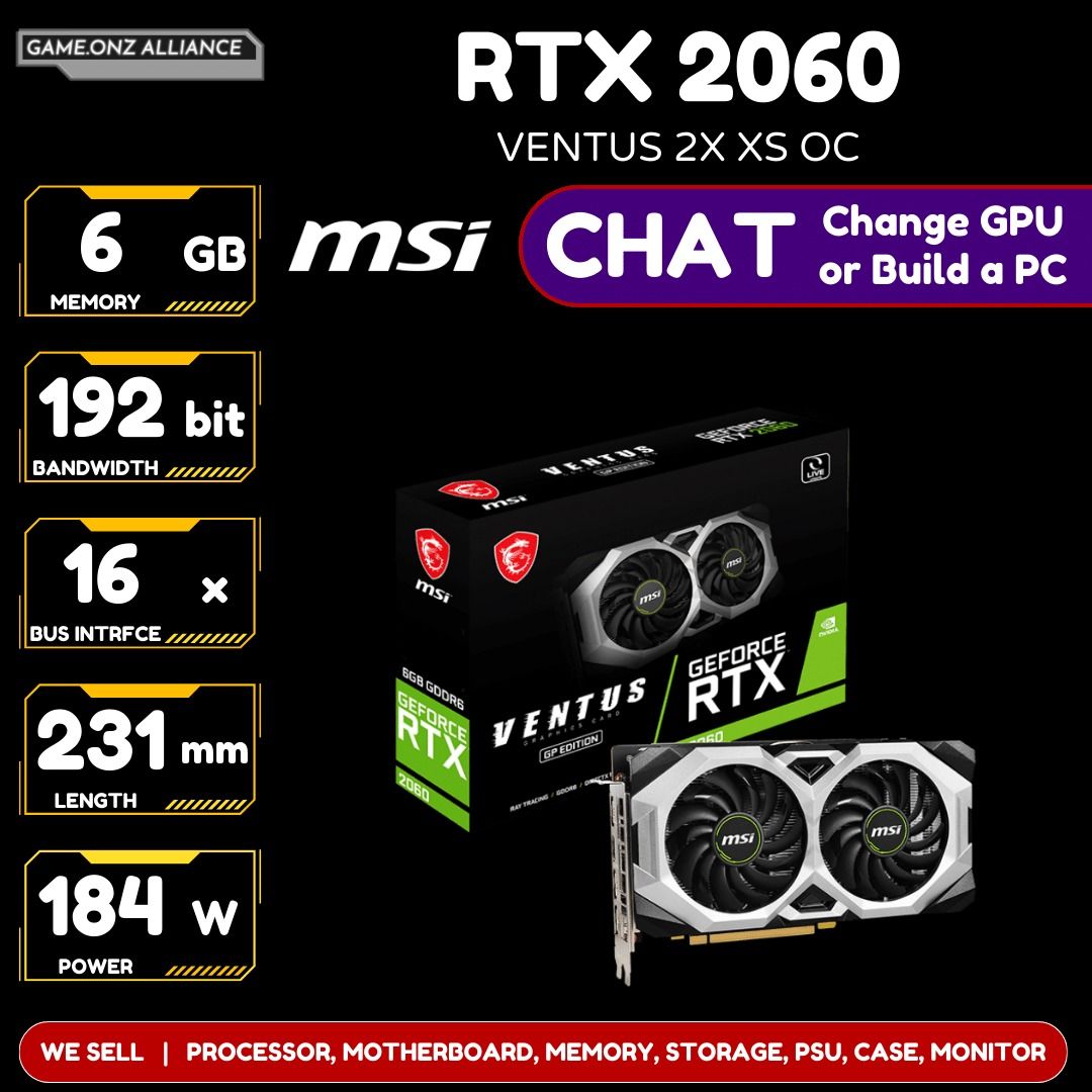 MSI RTX 2060 VENTUS GP OC GAMING GRAPHICS GRAPHIC CARD COMPONENT VGA GPU COMPGPU GPUMSI Computers Tech Parts Accessories Computer Parts on Carousell