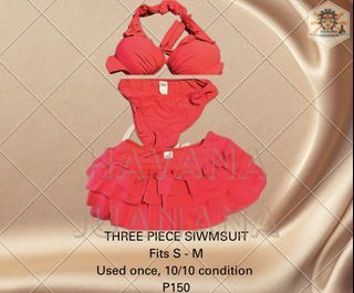 Neon Pink 3pc Swimsuit w/ Skirt