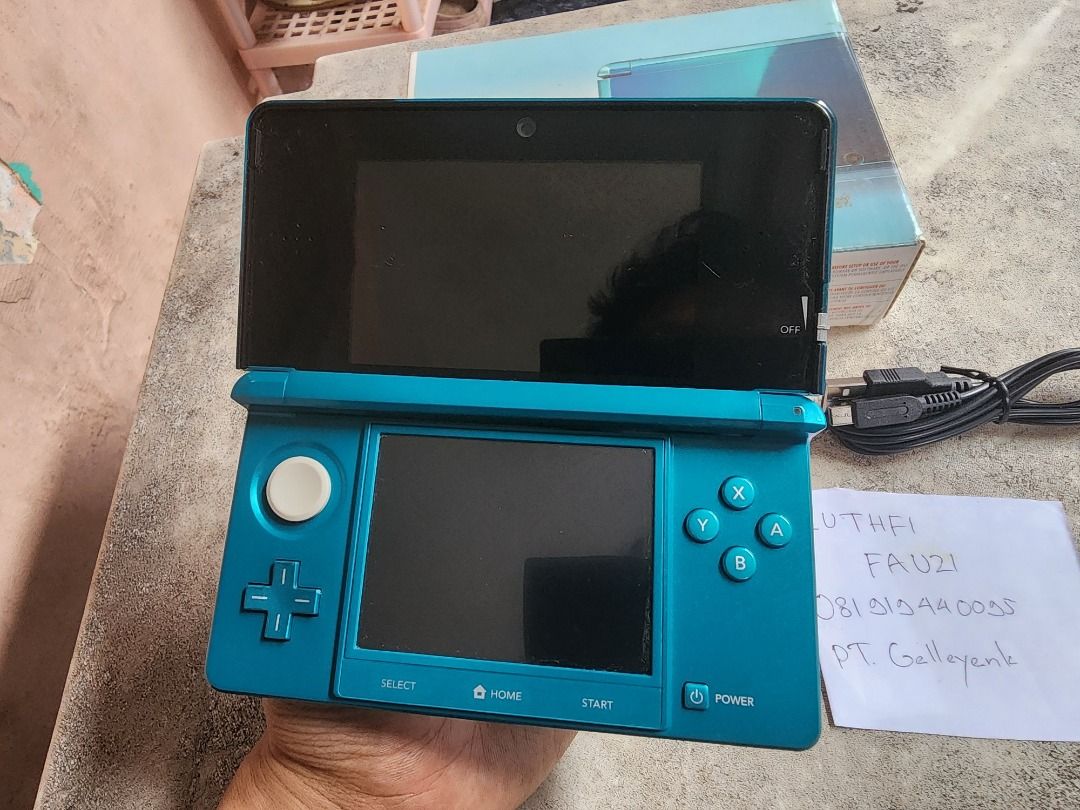 Nintendo 3DS not XL Aqua Blue CFW Luma 32GB Fullset 16, Video Game