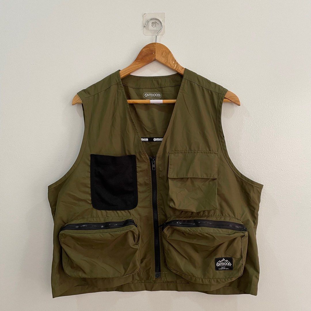 Olive Green Utility Vest by Outdoor Products, Men's Fashion, Tops