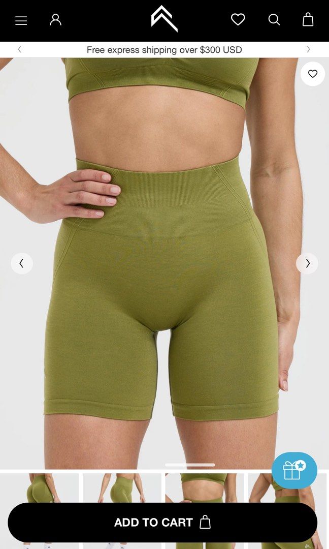 Oner Active Olive Green Spandex Shorts Green High Waisted Gym