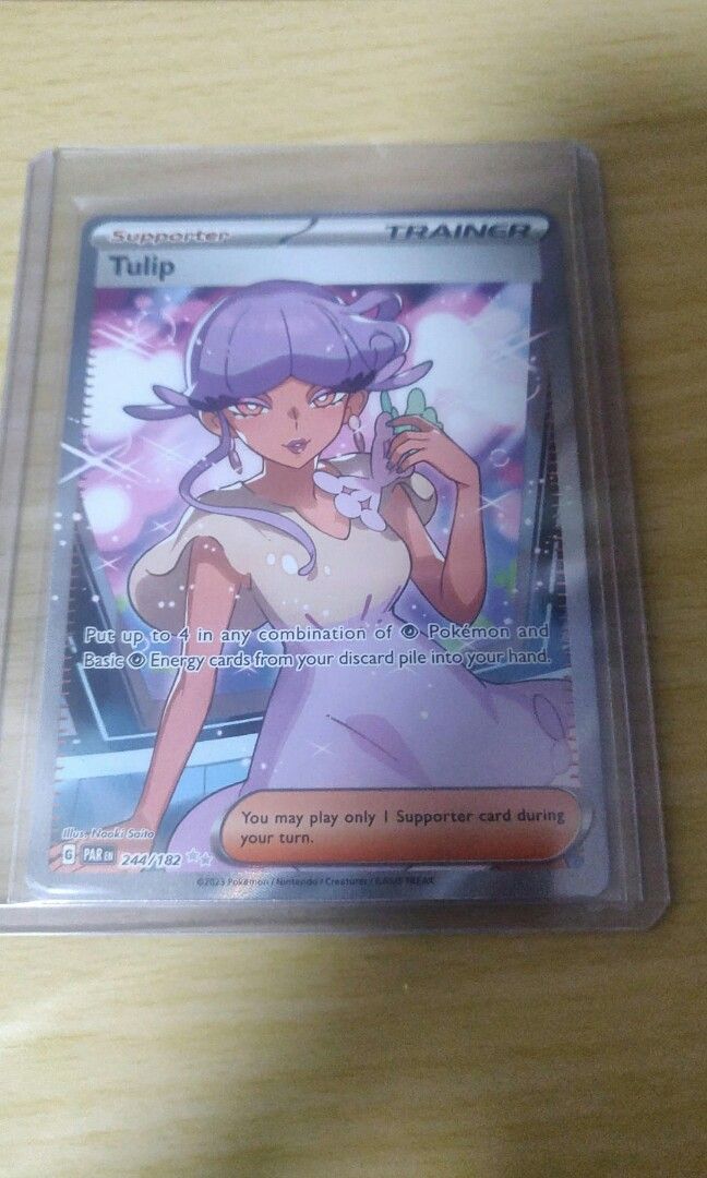 tulip pokemon card full art - 244/182 Ultra Rare Trainer Supporter Rarity Tulip Paradox Rift UR 244/182
