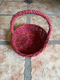 Red Round Rattan Basket