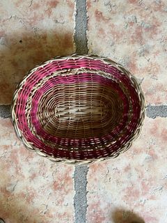 Red White Rattan Basket