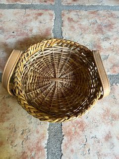 Round Rattan Basket with Two Handles