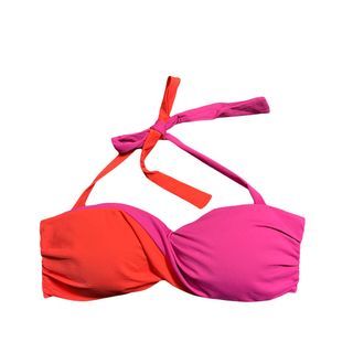 (S) and (M) Pink/Orange Twist Bandeau Bikini Top