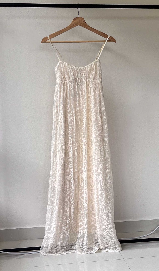 S) Zara Cami Lace Maxi Dress, Women's Fashion, Dresses & Sets, Dresses on  Carousell