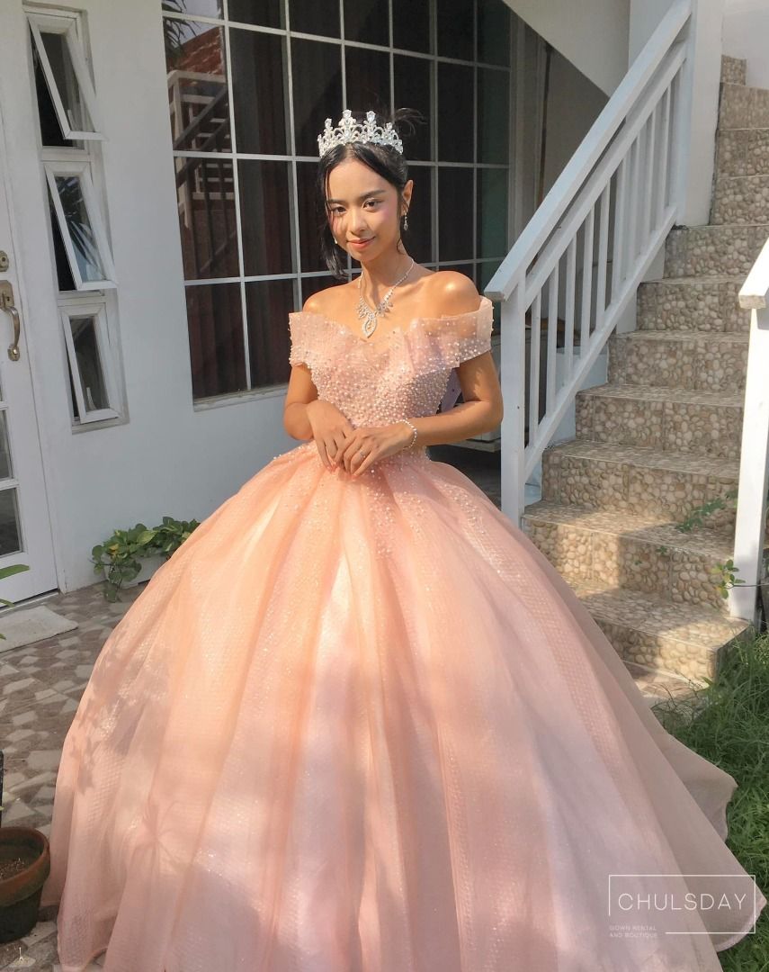 Peach gown for debut on sale