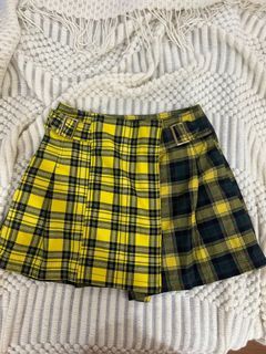 Topshop yellow checkered skirt