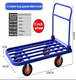 Truck Hand Trolley Foldable Push Cart 550kg 120-cm x 65-cm platform,5-inch rubber wheels