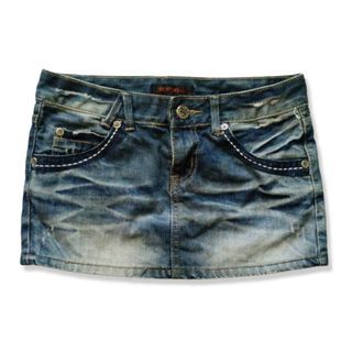 vintage denim mini skirt low rise / low waist micro skirt y2k mcbling trashy 00's