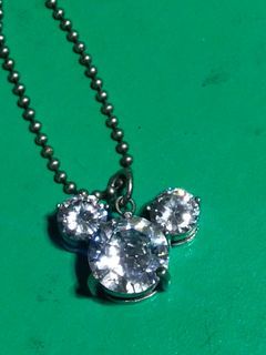 Vintage Mickey Mouse pendant/Faux Diamonds & Silver/beaded necklace/1990s era/Cute & Wonderful