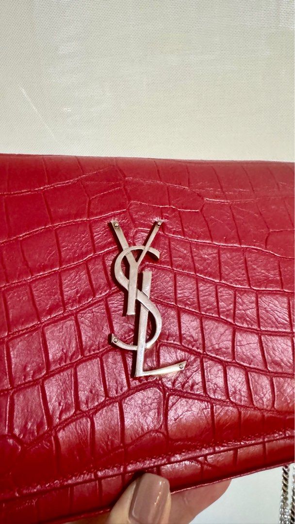 Ysl red wallet on chain on sale